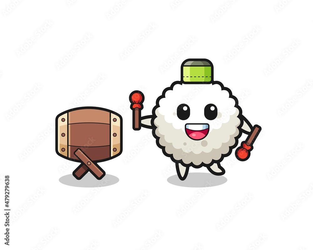 rice ball muslim cartoon is beating the bedug rice ball muslim cartoon is beating the bedug