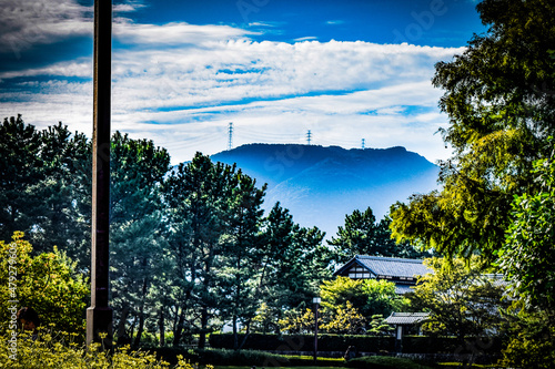 Carta da parati 水と緑の館、展望タワーから見える木曽三川と国営木曽三川公園の風景