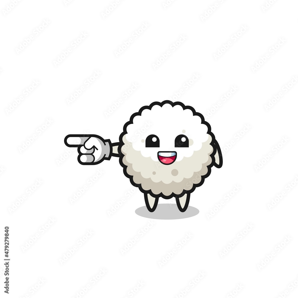 Fototapeta premium rice ball cartoon with pointing left gesture