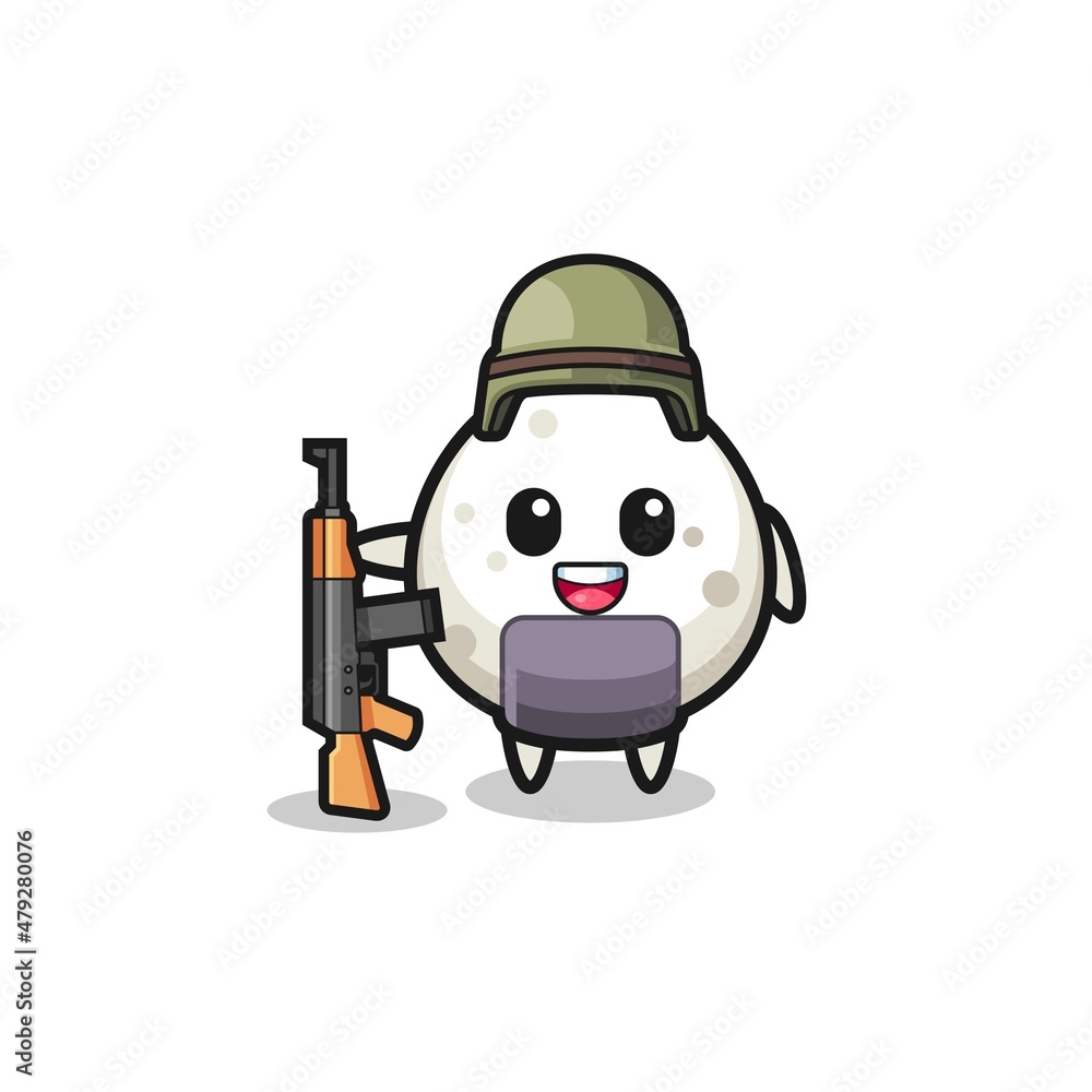 cute onigiri mascot as a soldier cute onigiri mascot as a soldier