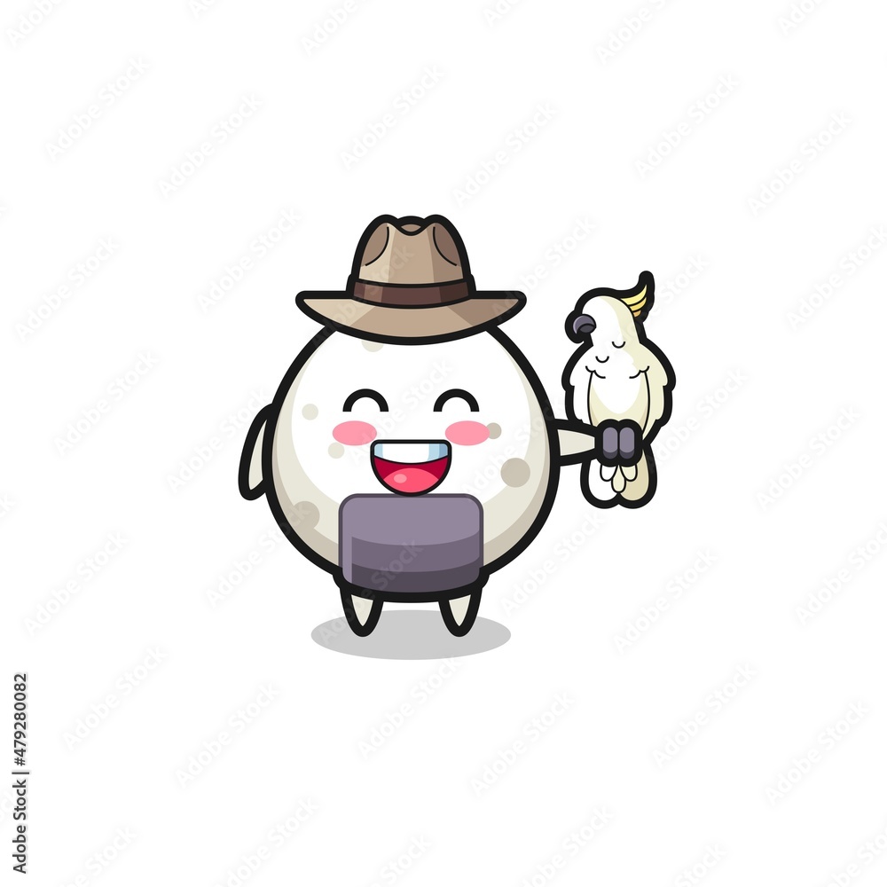 Obraz premium onigiri zookeeper mascot with a parrot