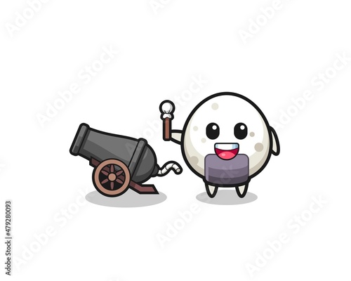 cute onigiri shoot using cannon
