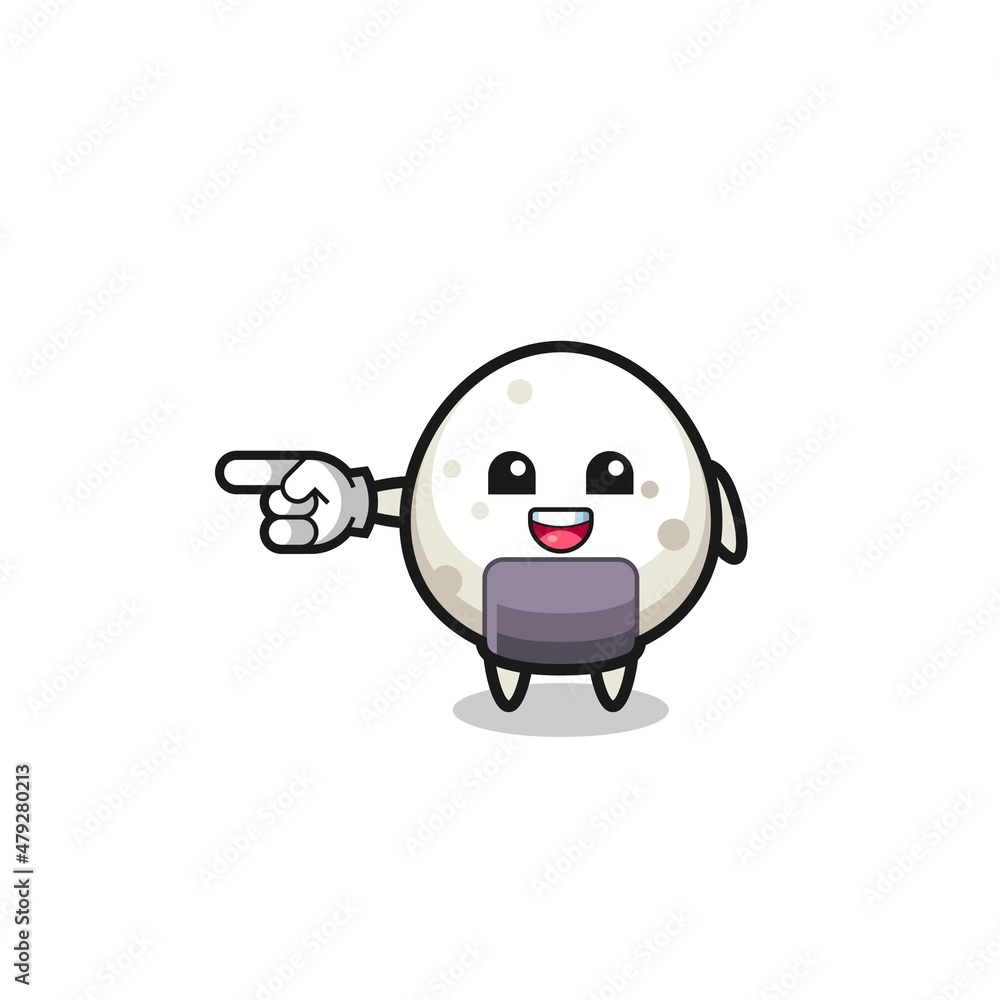onigiri cartoon with pointing left gesture onigiri cartoon with pointing left gesture