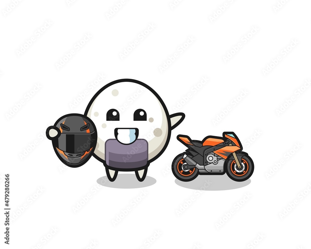 cute onigiri cartoon as a motorcycle racer cute onigiri cartoon as a motorcycle racer