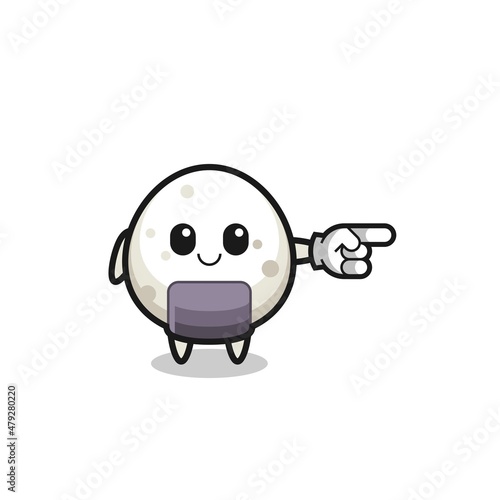 onigiri mascot with pointing right gesture