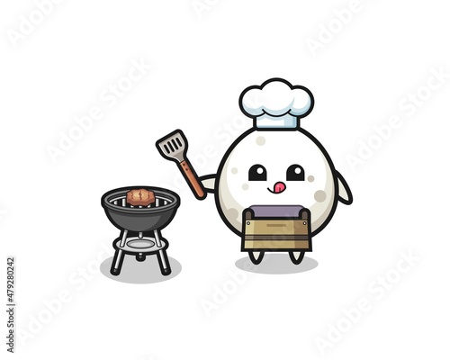 onigiri barbeque chef with a grill