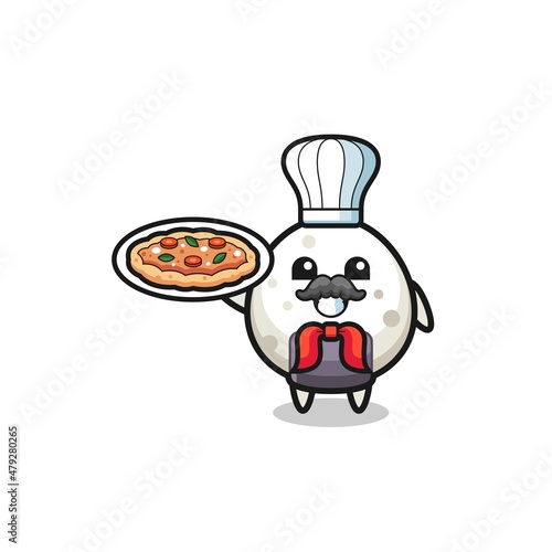onigiri character as Italian chef mascot