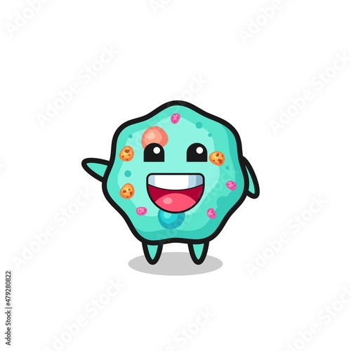 happy amoeba cute mascot character