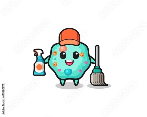 cute amoeba character as cleaning services mascot