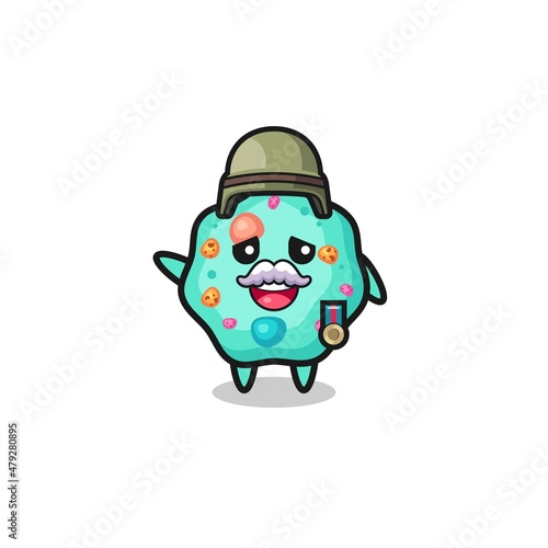 cute amoeba as veteran cartoon