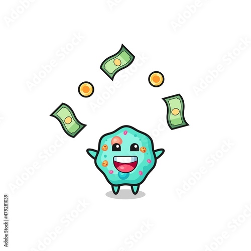 illustration of the amoeba catching money falling from the sky