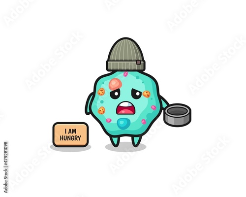 cute amoeba beggar cartoon character