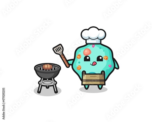 amoeba barbeque chef with a grill
