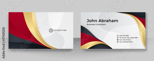 Elegant Modern professional black red gold design business card template background