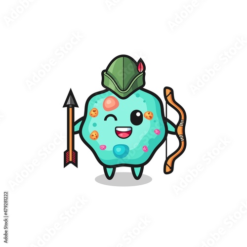 amoeba cartoon as medieval archer mascot