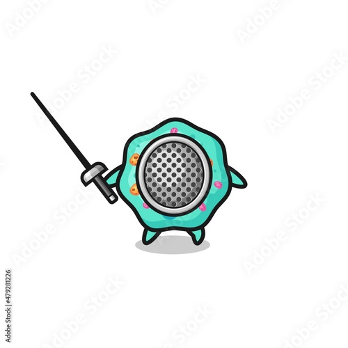 amoeba earth cartoon as fencer mascot