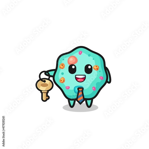cute amoeba as a real estate agent mascot