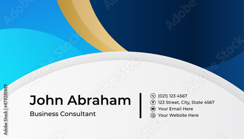 Clean corporate blue gold design business card template background