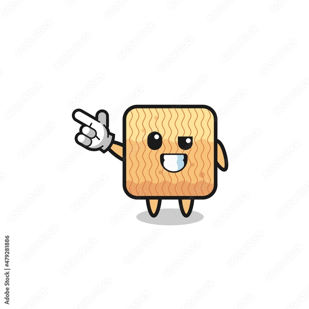 raw instant noodle mascot pointing top left raw instant noodle mascot pointing top left