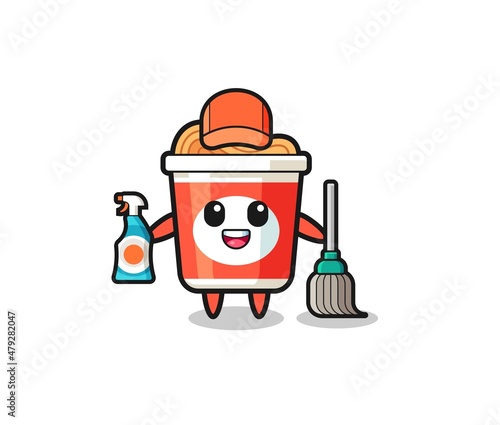 cute instant noodle character as cleaning services mascot