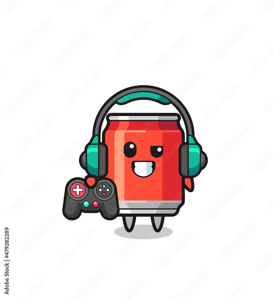 drink can gamer mascot holding a game controller drink can gamer mascot holding a game controller