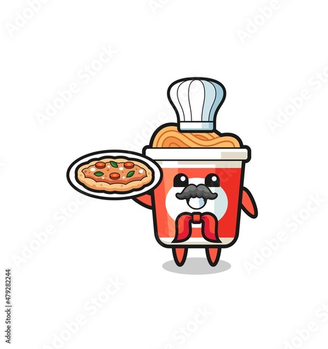 instant noodle character as Italian chef mascot