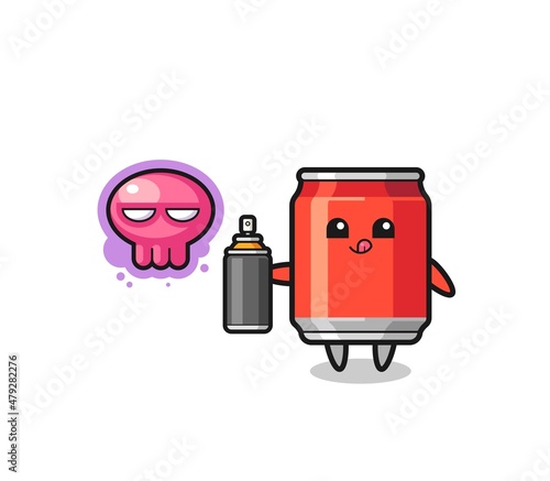 drink can cartoon make a graffiti with a spray paint