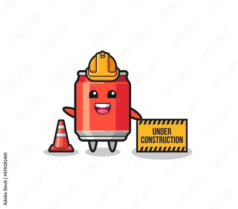 illustration of drink can with under construction banner illustration of drink can with under construction banner