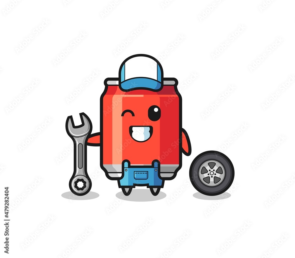 the drink can character as a mechanic mascot the drink can character as a mechanic mascot