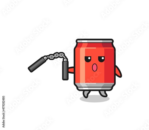 cartoon of drink can using nunchaku