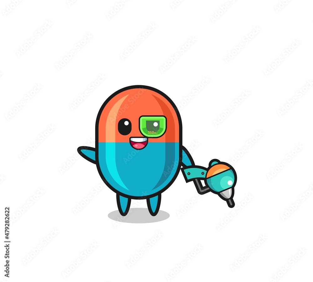 Obraz premium capsule cartoon as future warrior mascot