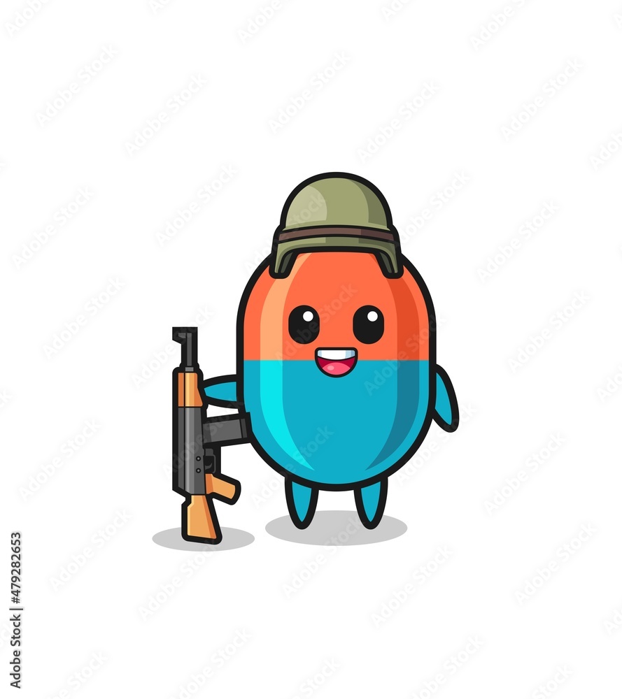 cute capsule mascot as a soldier cute capsule mascot as a soldier