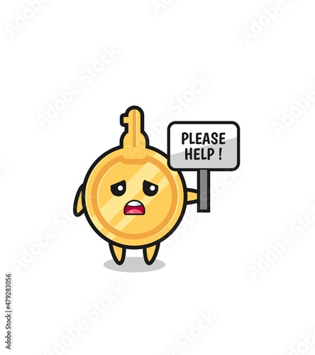 cute key hold the please help banner