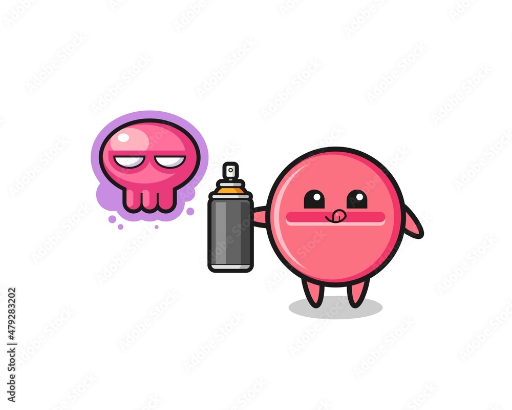 medicine tablet cartoon make a graffiti with a spray paint medicine tablet cartoon make a graffiti with a spray paint