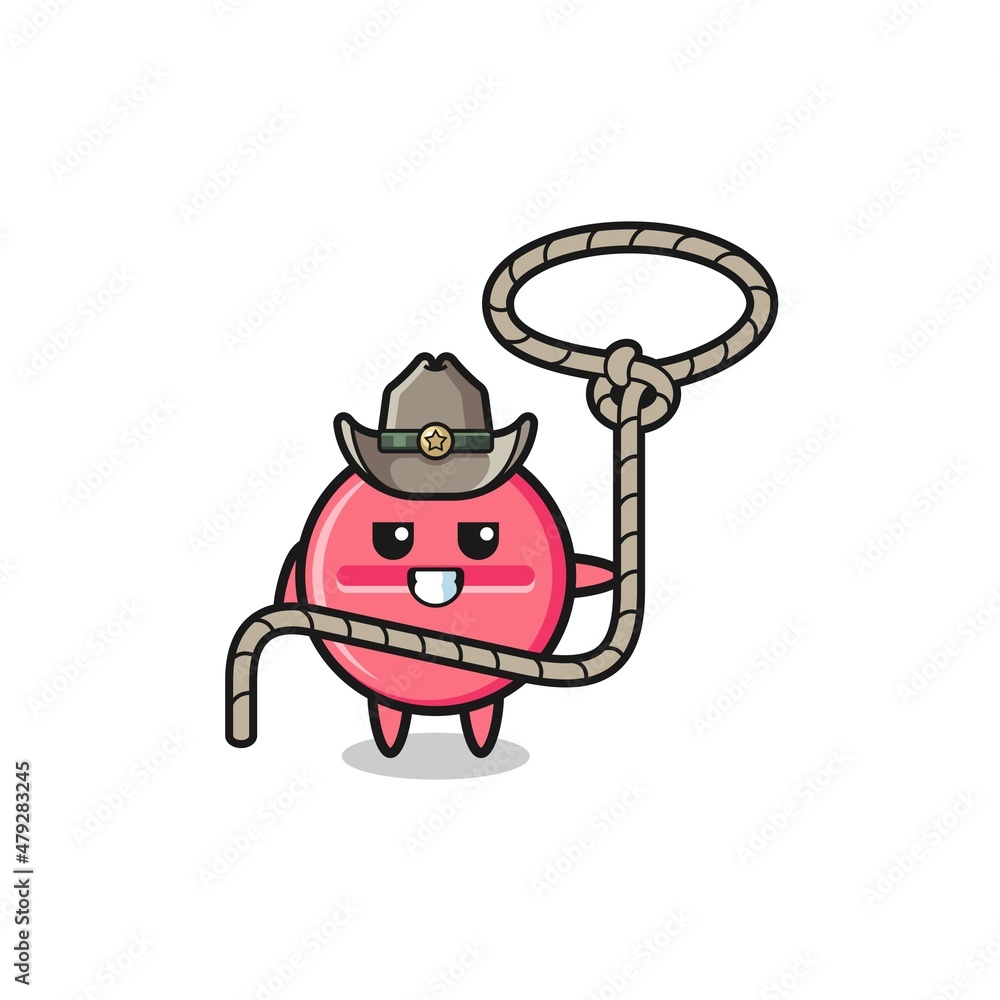 the medicine tablet cowboy with lasso rope