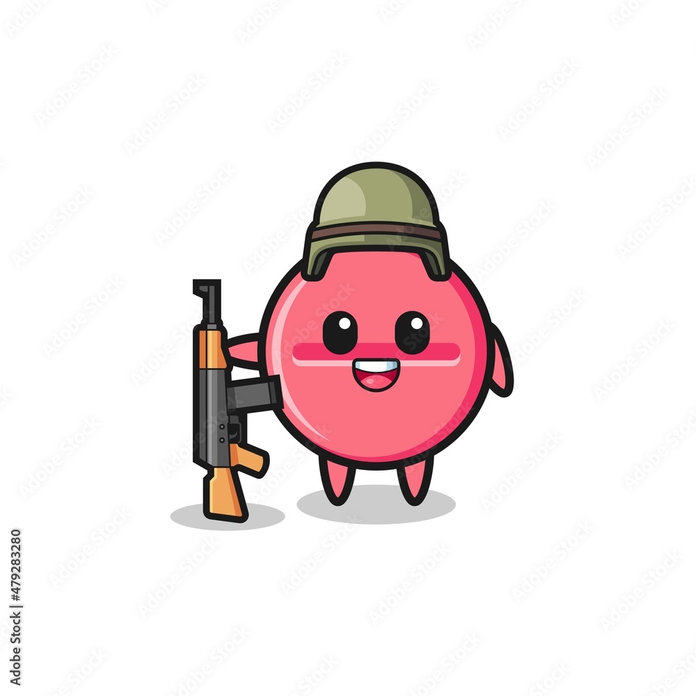 cute medicine tablet mascot as a soldier cute medicine tablet mascot as a soldier