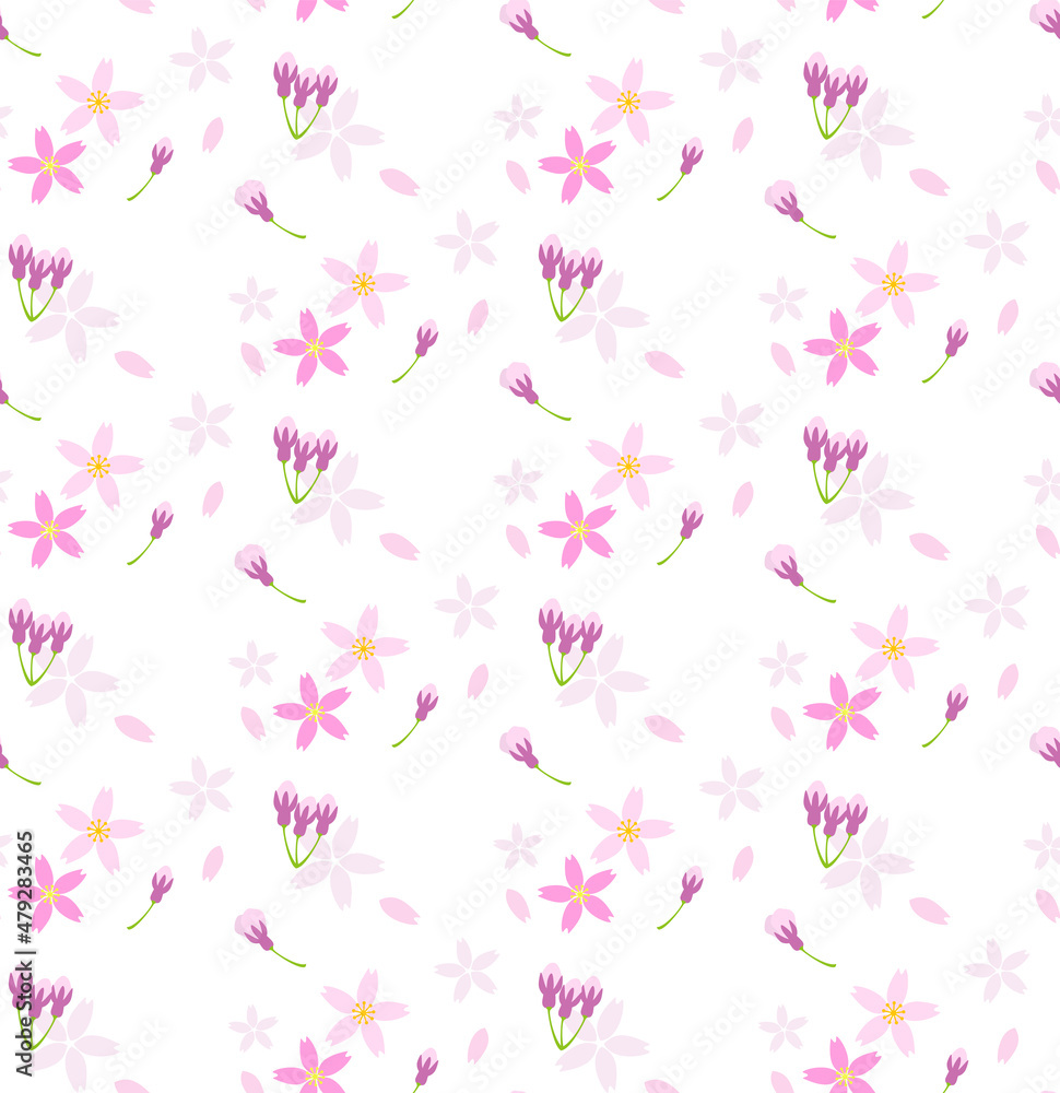 シンプルかわいい桜柄パターン背景素材