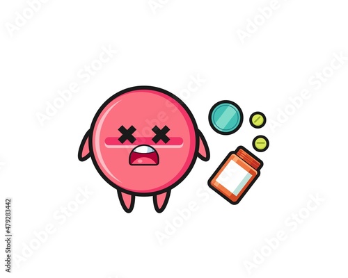 illustration of overdose medicine tablet character
