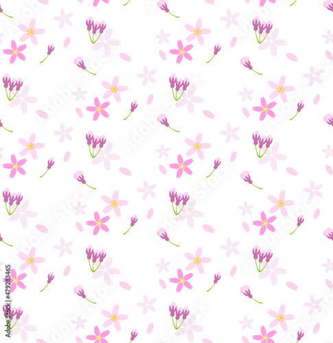 シンプルかわいい桜柄パターン背景素材 © OrangeEtFille