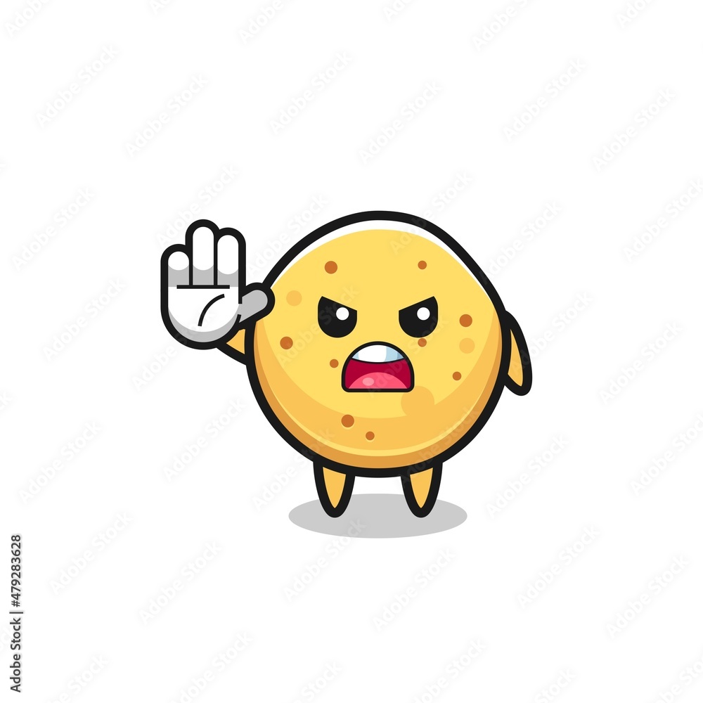 potato chip character doing stop gesture potato chip character doing stop gesture