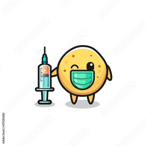 potato chip mascot as vaccinator