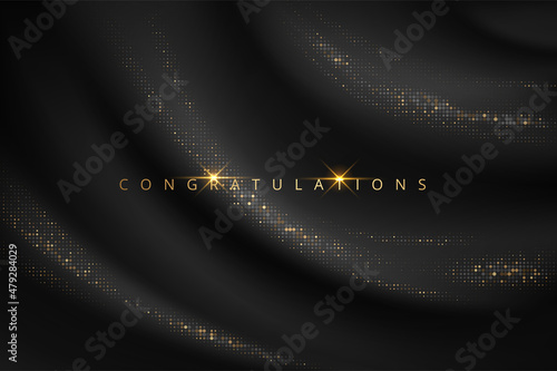 Congratulations golden award on black silk background