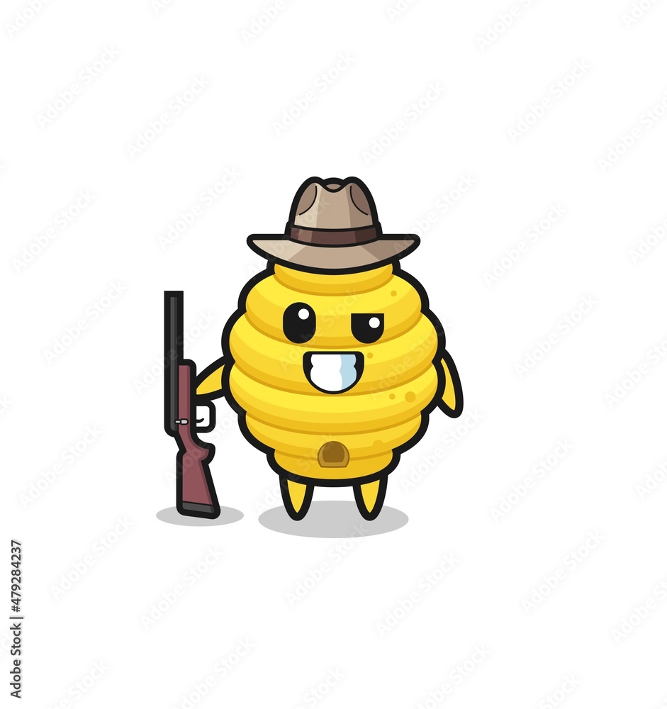bee hive hunter mascot holding a gun bee hive hunter mascot holding a gun