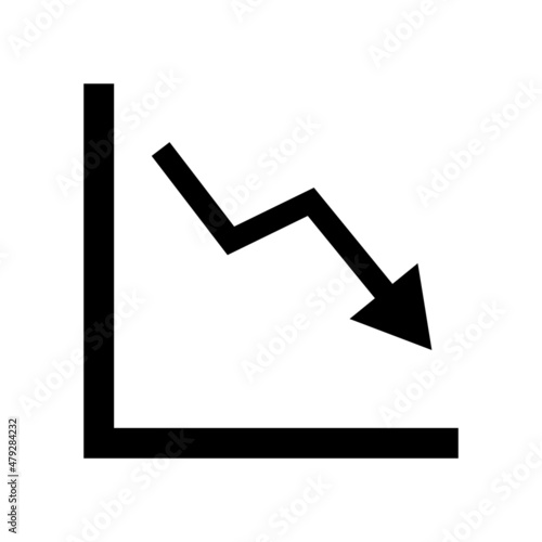 Falling arrow. Chart icon. Vector.