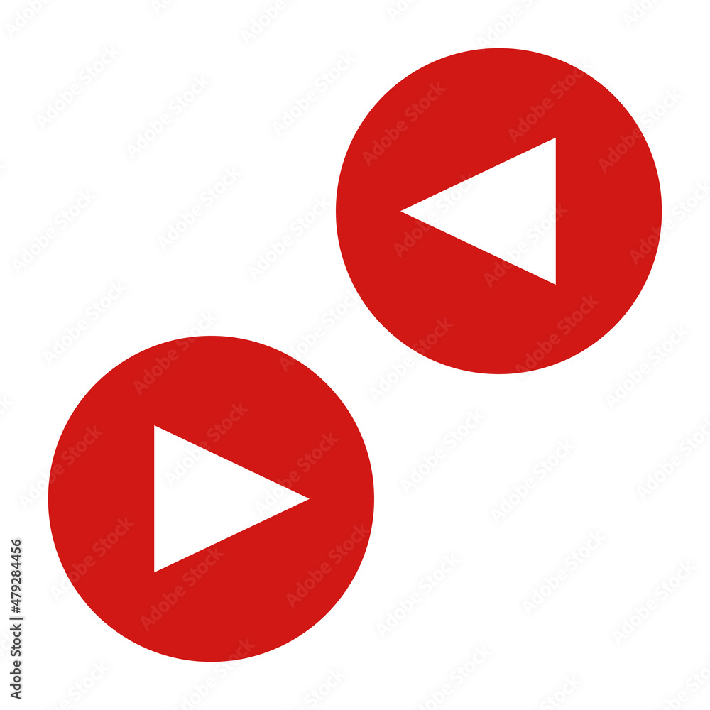A set of red play button icons. Vectors. A set of red play button icons. Vectors.
