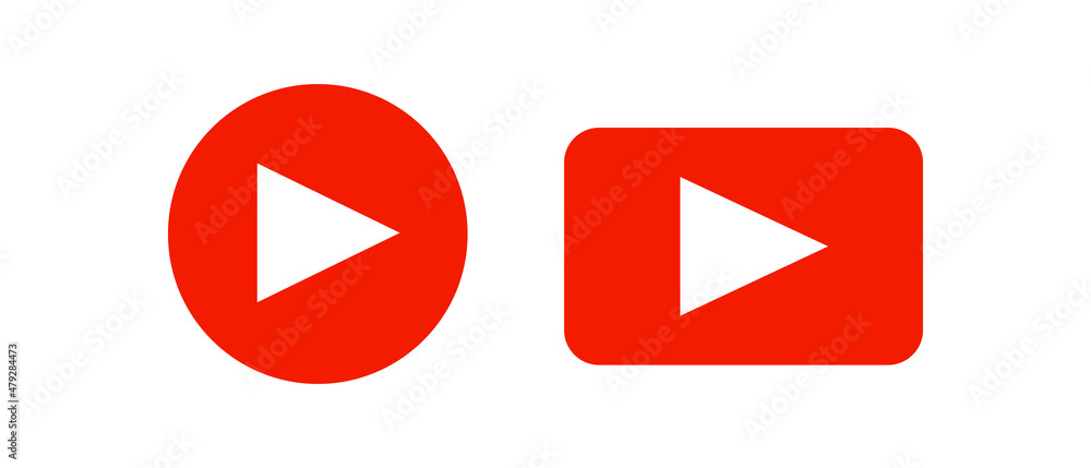 Play button icons in red. Vector. Play button icons in red. Vector.