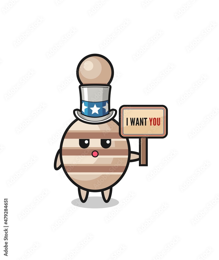Fototapeta premium honey dipper cartoon as uncle Sam holding the banner I want you
