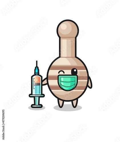 honey dipper mascot as vaccinator