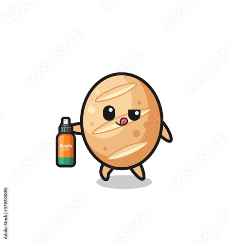 cute french bread holding mosquito repellent