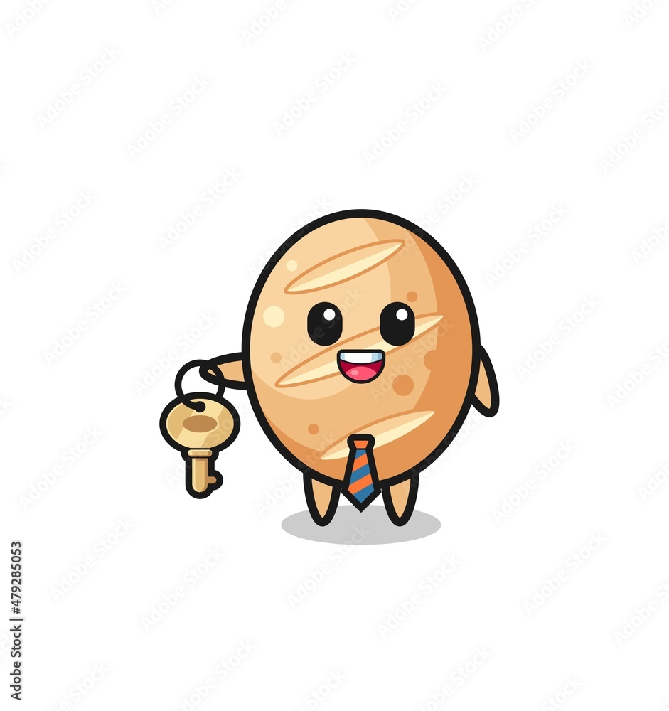 cute french bread as a real estate agent mascot cute french bread as a real estate agent mascot